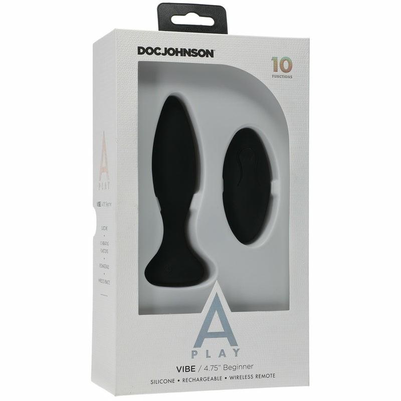 Anal Vibes | A-Play Beginner Vibrating Silicone Black Anal Plug with Remote Anal Vibes Anal Vibes