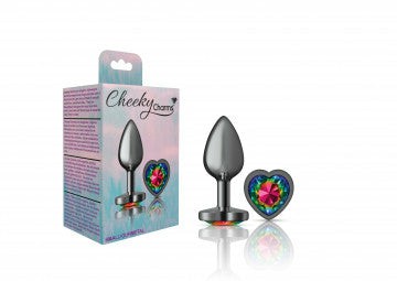 Butt Plugs | Cheeky Charms Gunmetal Grey Rainbow Heart Gem Butt Plug Anal Toys Butt Plugs