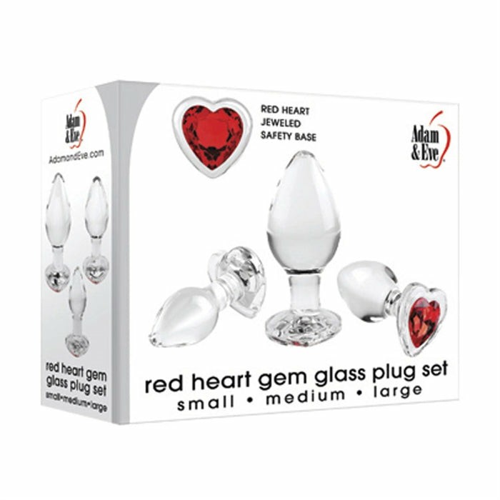 Butt Plugs | Red Heart Gem Glass Plug Set Anal Toys Butt Plugs