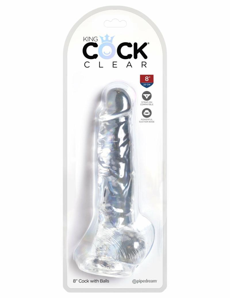 Realistic | King Cock Clear 8″ Cock With Balls Dildos Realistic