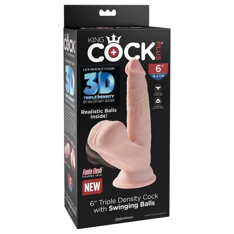 Realistic | King Cock Plus 6″ Triple Density Cock With Swinging Balls Dildos Realistic