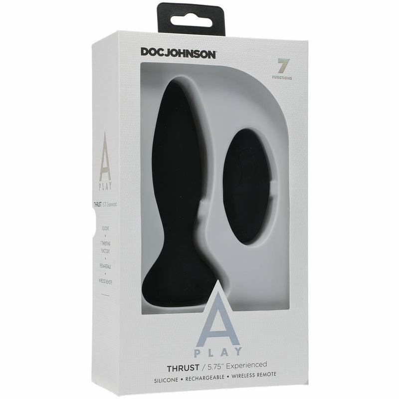 Remote Controlled | A-Play Experienced Thrust Silicone Black Anal Plug with Remote Remote Controlled Remote Controlled