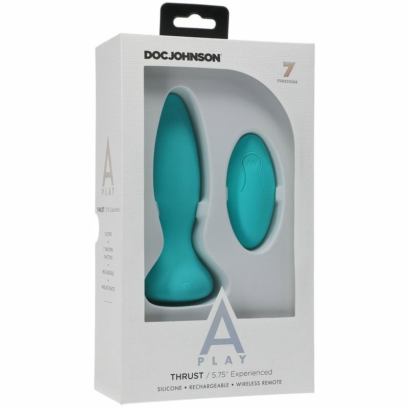 Remote Controlled | A-Play Experienced Thrust Silicone Teal Anal Plug with Remote Remote Controlled Remote Controlled