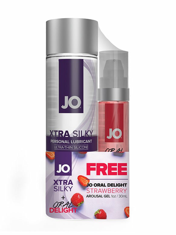 Silicone Based | Xtra Silky Silicone + JO Oral Delight Strawberry Lubes Silicone Based