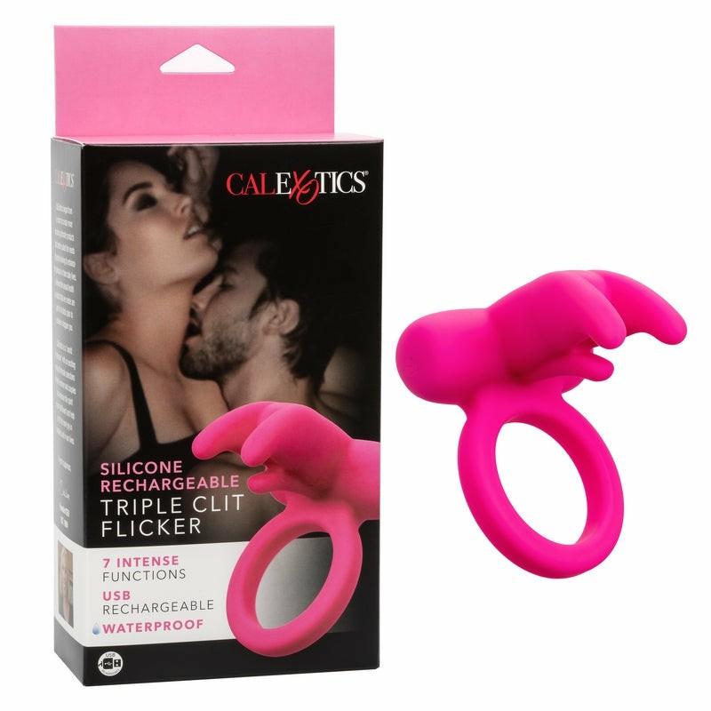 Vibrating Cock Rings | Triple Clit Flicker Silicone Ring Cock Rings Vibrating Cock Rings