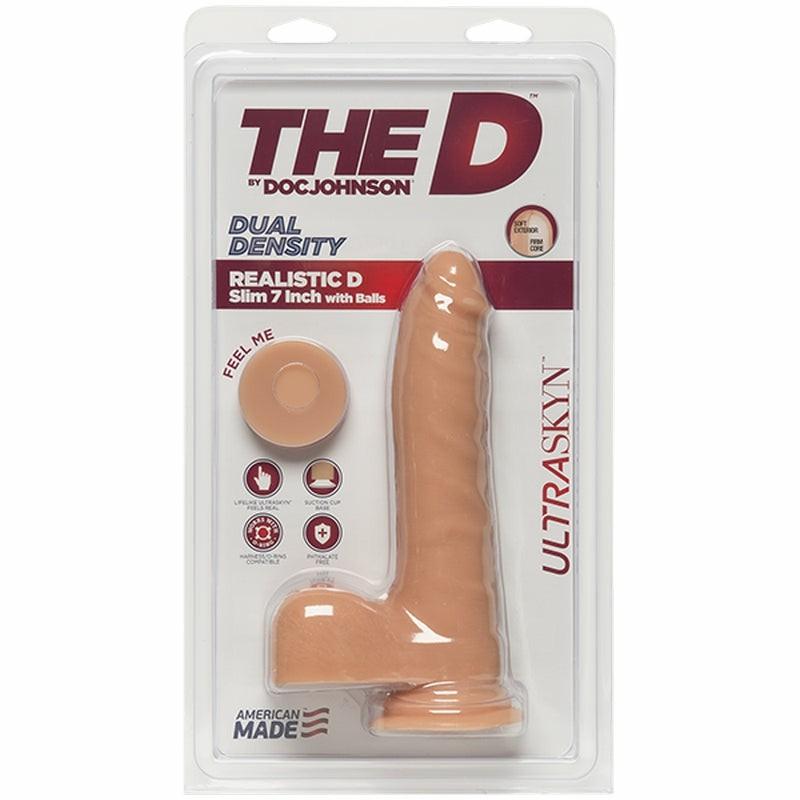 Realistic | The D Realistic D UltraSkyn Slim 7″ with Balls Vanilla Dildos Realistic