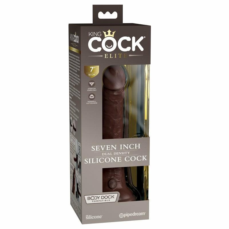 Realistic | King Cock Elite 7” Silicone Cock Brown Dildos Realistic