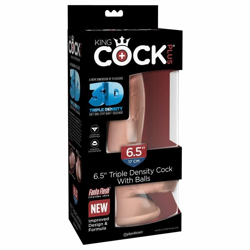 Realistic | King Cock Plus 6.5” Triple Density Cock with Balls Beige Dildos Realistic